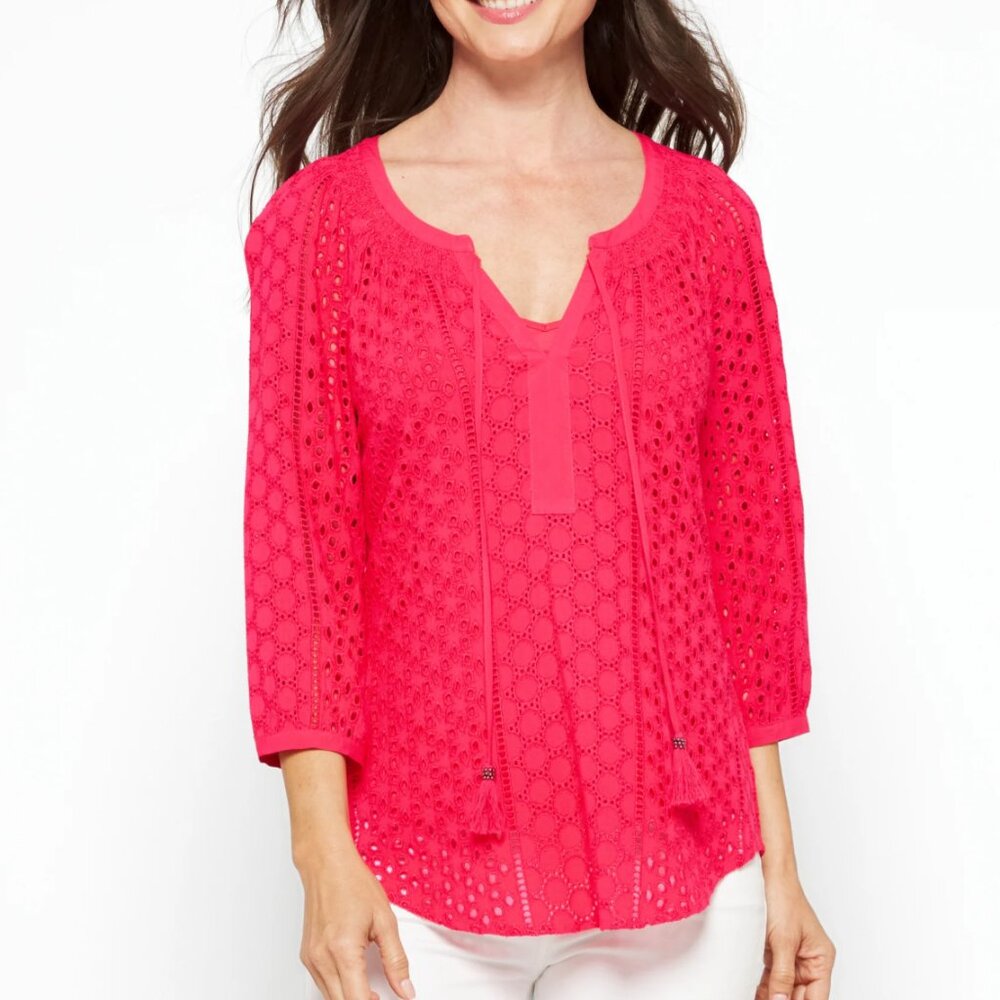 Daniel Rainn Coral Smock Top - NWOT